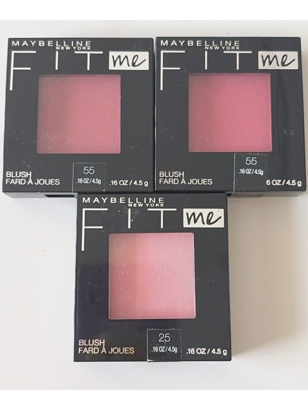 3x Maybelline Fit Me Blush 55 Berry 25 Pink Long-lasting, Lightweight, Smooth